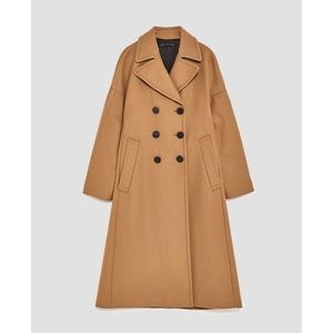 Oversized Double-Breasted Camel Coat